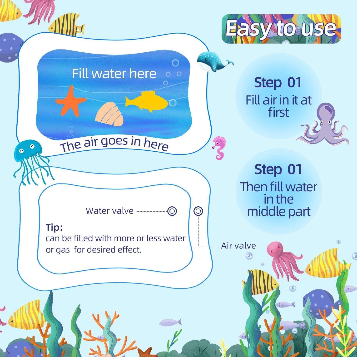 Tummy Time Mat, BUSATIA Inflatable Water Mat for 3 6 12 Months Infant Baby Girls Boys Newborn - USA MEGA SHOP