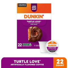 Dunkin Turtle Love dark roast coffee K-cup box with pod, 22 count