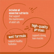 Wet cat food nutrition panel with high-quality protein and wet formula claims