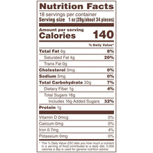 Nutrition facts label showing 140 calories per serving