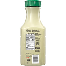Simply Lemonade bottle back view with nutrition facts and barcode label