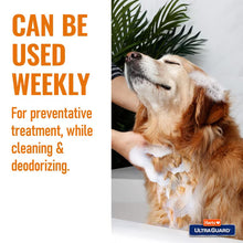 Promotional graphic showing weekly preventive use for Hartz dog oatmeal shampoo
