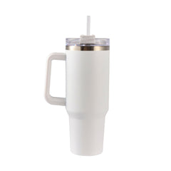Hello Hobby 40oz Stainless Steel Tumbler with Handle and Lid Straw, Double Wall Insulated, White Blank