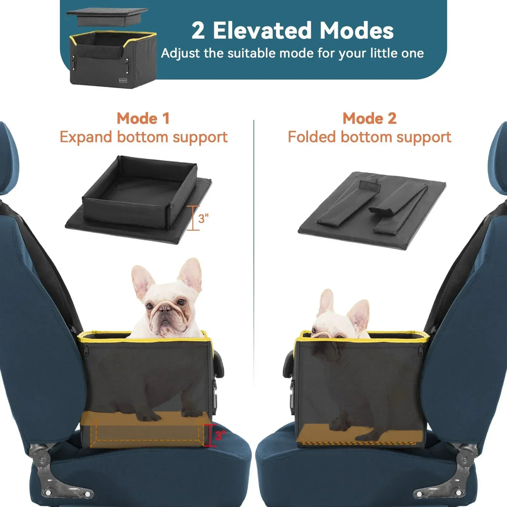 PETSFIT Pet Booster Car Seat for Small Dogs, Puppy Stable Car Seat for Car with Clip-On Leash,Up to 25lbs，Black - USA MEGA SHOP