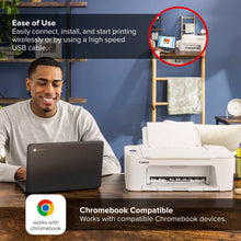 Wireless inkjet all-in-one printer with open top cover and paper output path