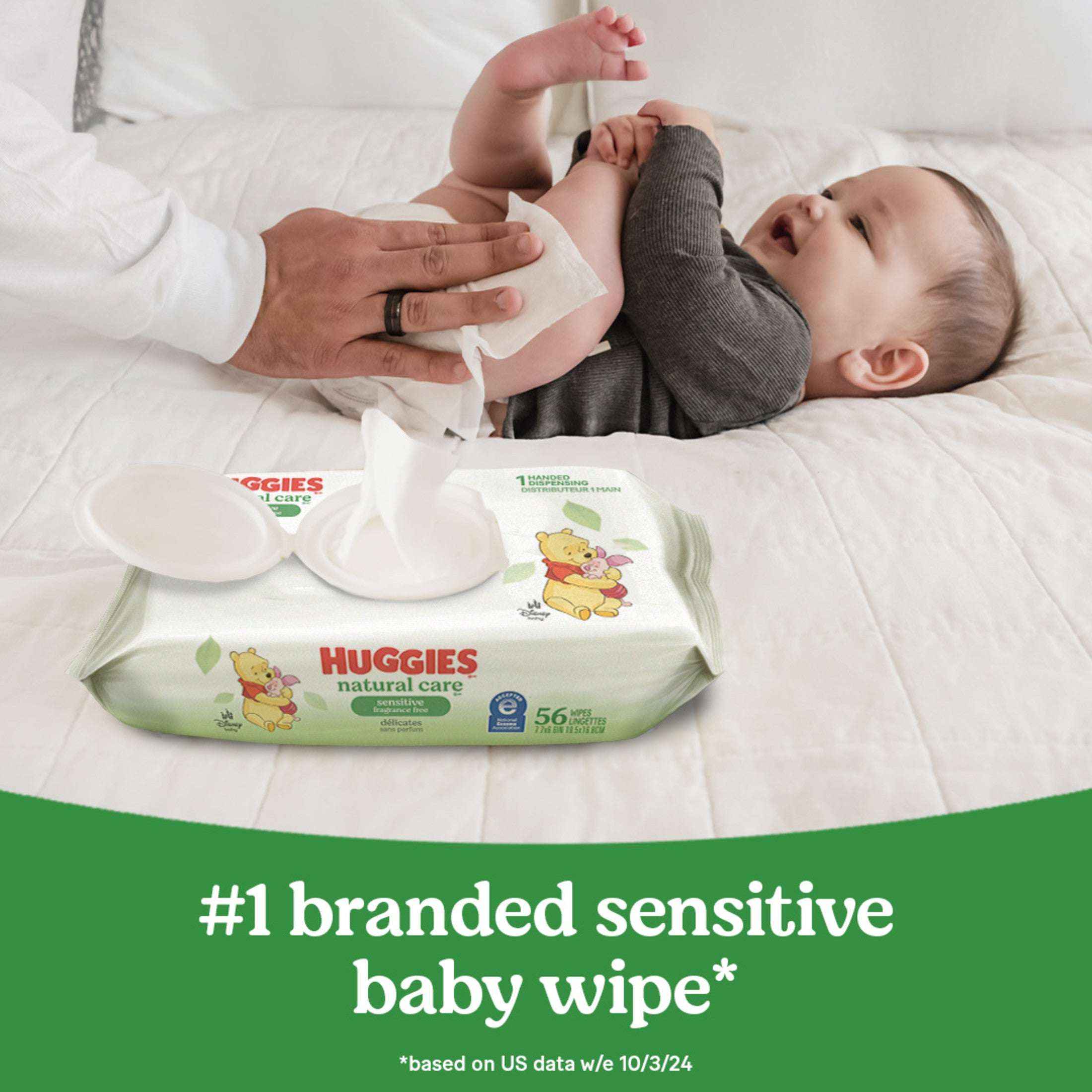 Huggies Natural Care Sensitive Baby Wipes, Unscented, 1 Flip-Top Pack, 56 Count (Select for More)