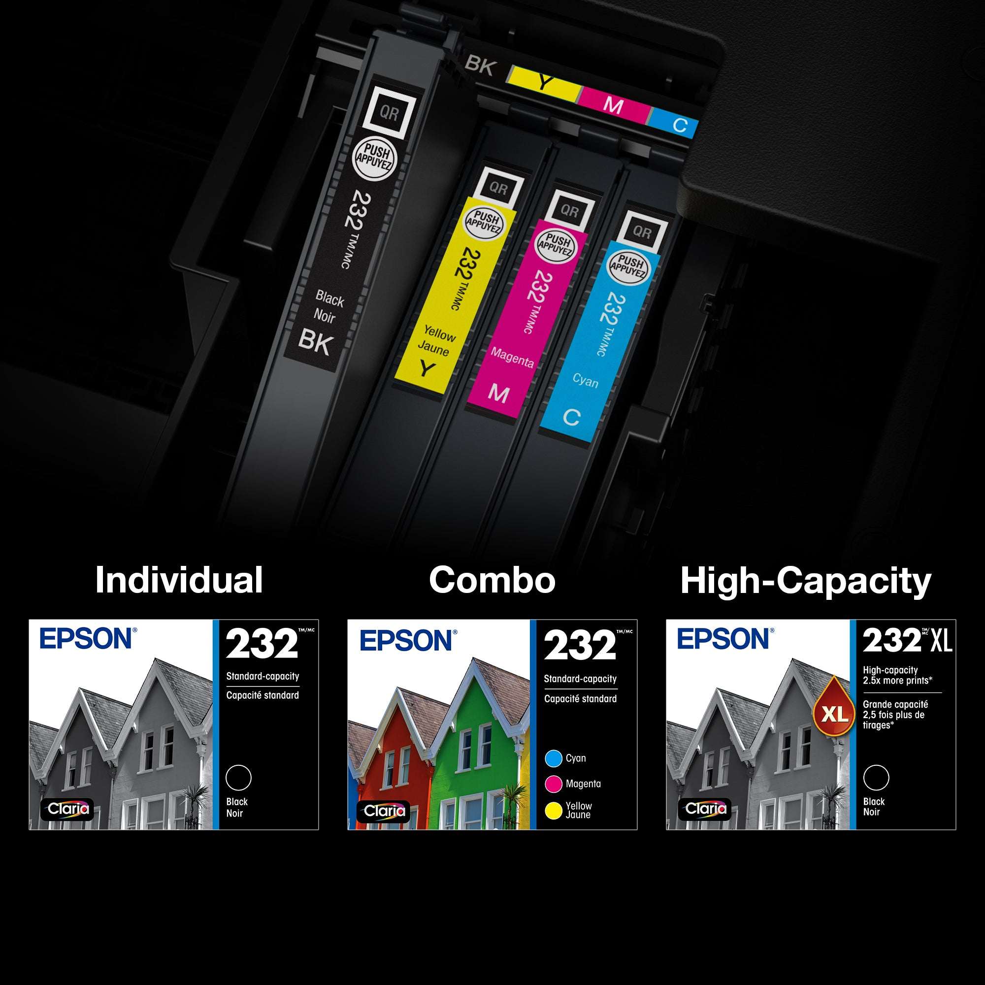 EPSON 232 Claria Ink Standard Capacity Color Combo Pack (T232520-S) Works with WorkForce WF-2930, WF-2950, Expression XP-4200, XP-4205