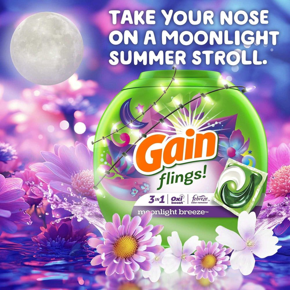 Gain Flings 3-in-1 Oxi Boost and Febreze Laundry Detergent Pacs, Moonlight Breeze Scent, 31 Count - USA MEGA SHOP
