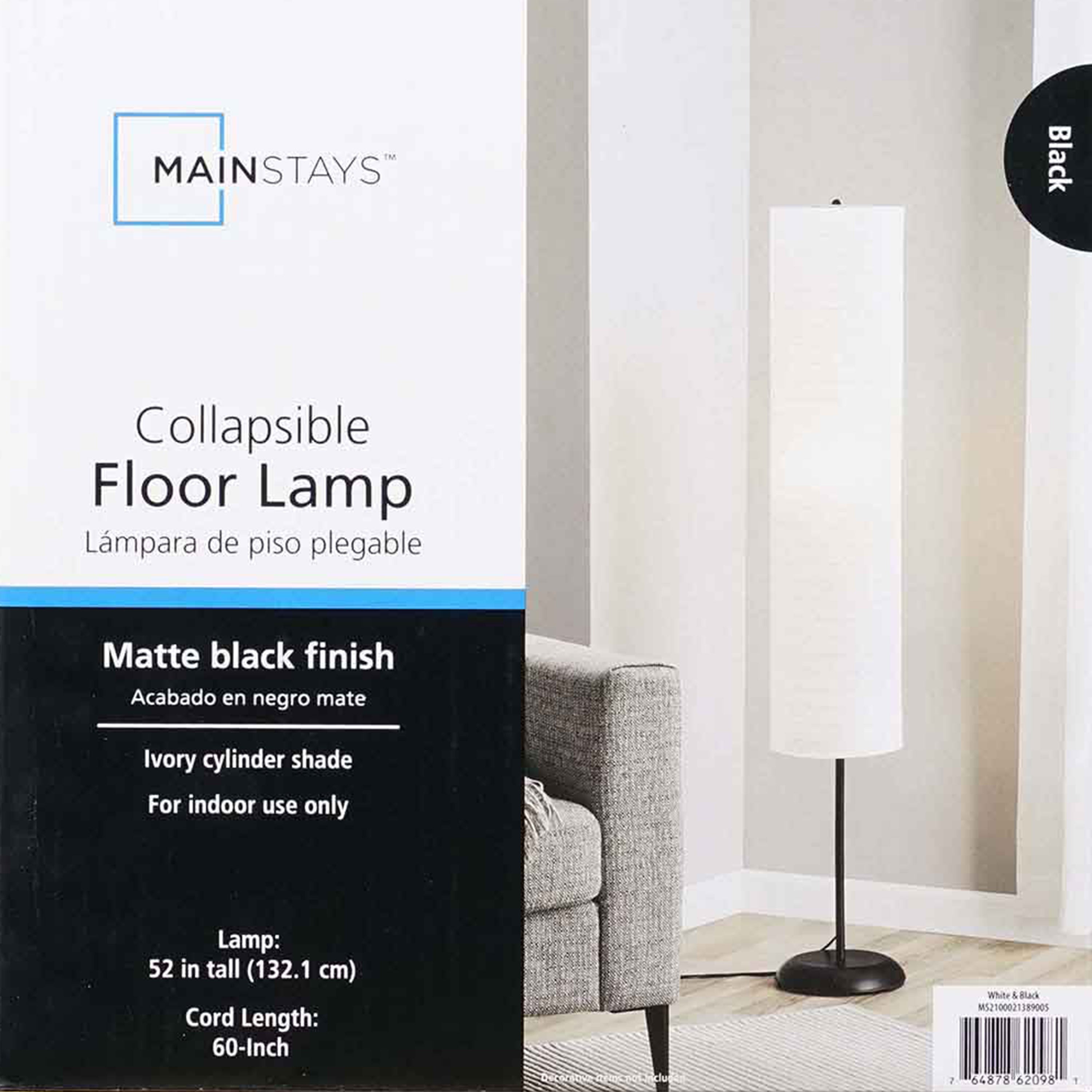 Mainstays Bohemian Collapsible Floor Lamp, with Ricepaper Ivory Shade