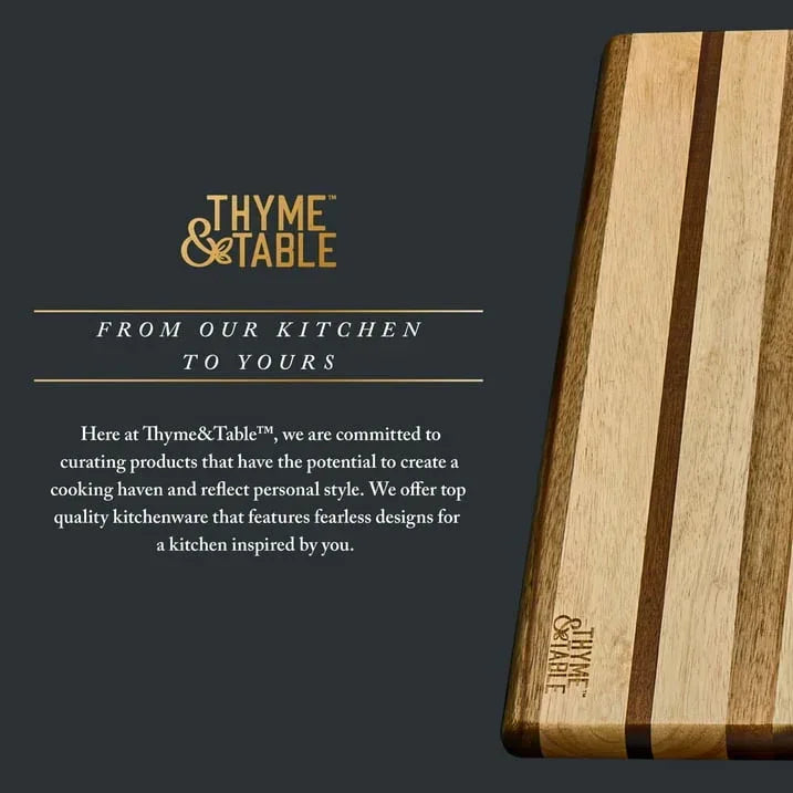 Thyme & Table 18x12 Multi-Wood Butcher Block with Non-Slip Silicone Feet
