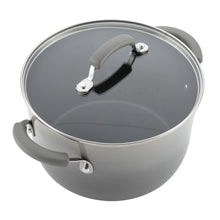 Gray hard enamel stockpot with lid and two side loop handles