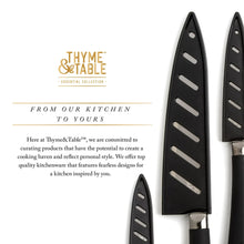 3-piece kitchen knife set with black handles shown on a product insert