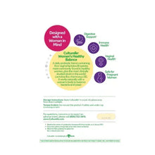 Culturelle Women’s Healthy Balance probiotic capsules box, back side with ingredients and directions