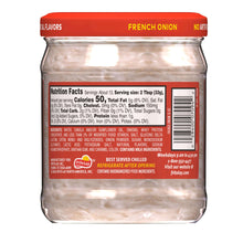Lay's French Onion Dip jar back label with barcode and nutrition text