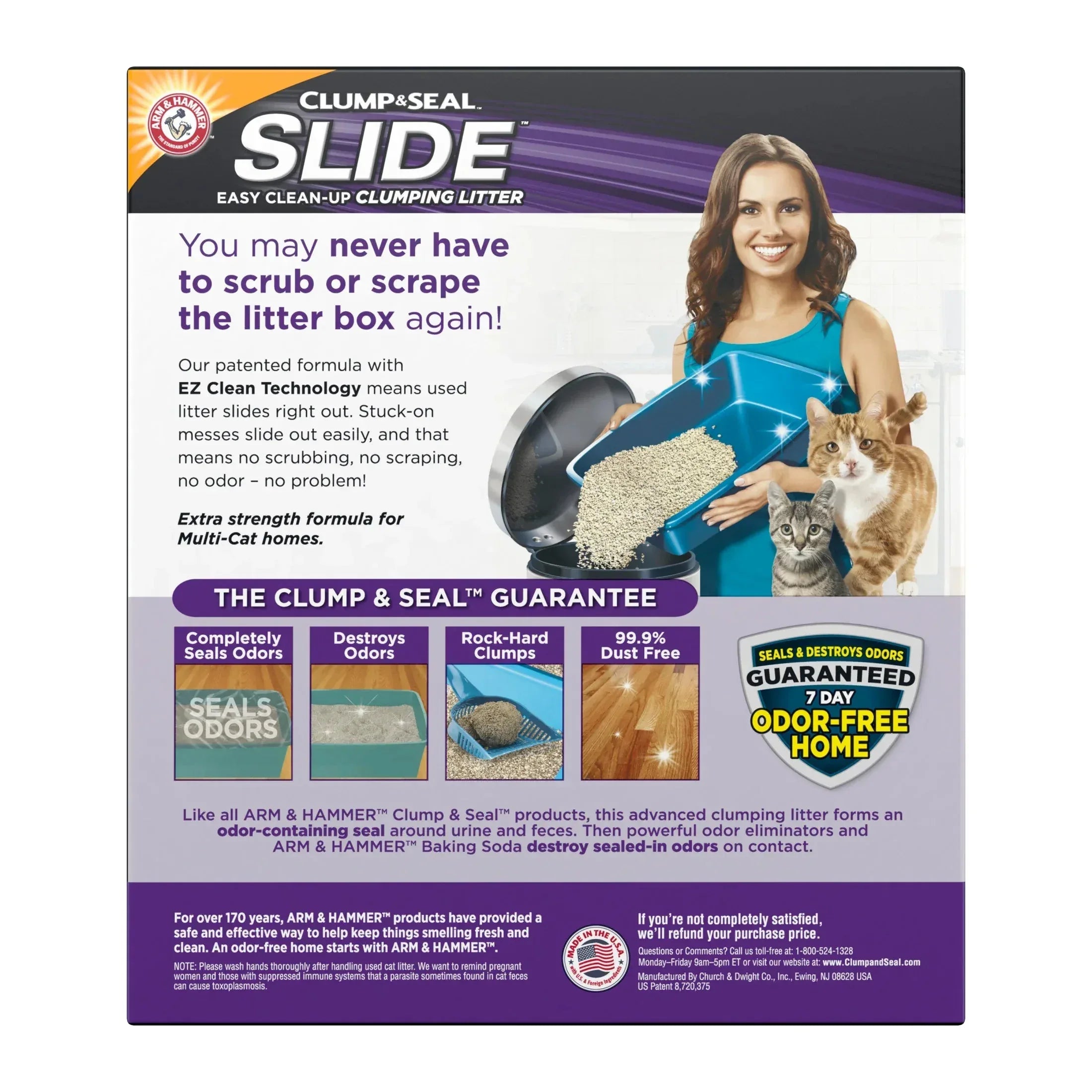 ARM & HAMMER Clump & Seal SLIDE Cat Litter, Easy Clean-up Multi-Cat Clumping Litter, 38 lbs - USA MEGA SHOP