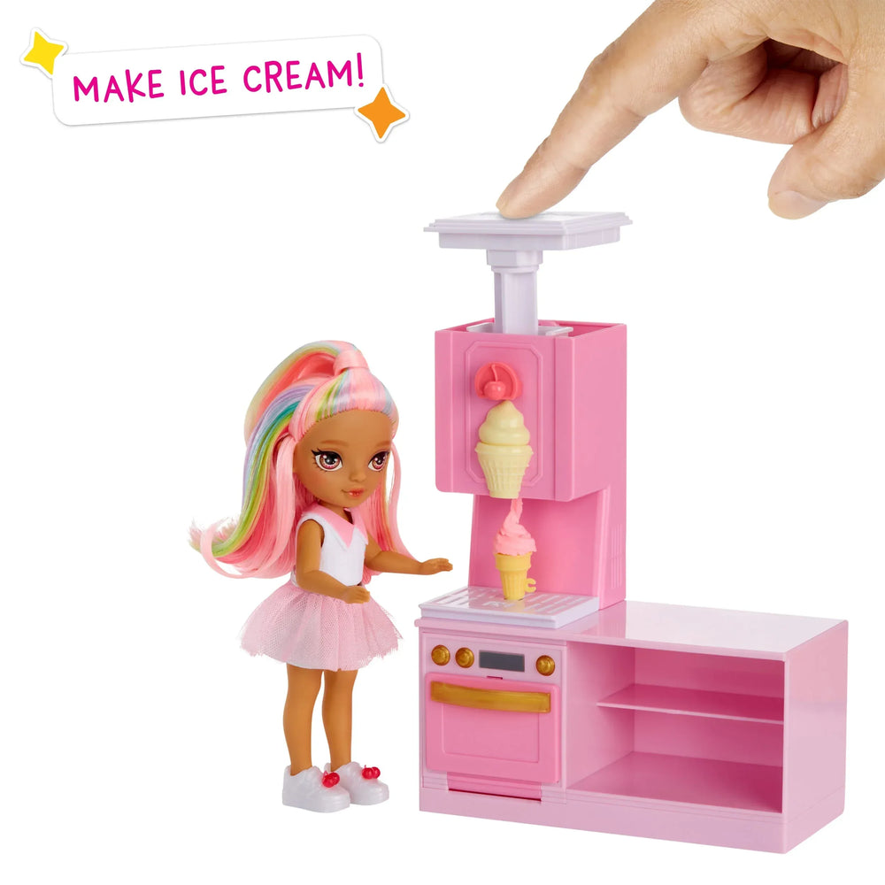 Rainbow High Littles Dessert Shop Playset + Small Doll (Pink 5.5”), Make Ice Cream, Sweets, Kids 4+ - USA MEGA SHOP