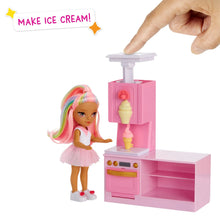 Pink dessert shop playset with small doll and ice-cream maker feature