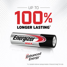 AA alkaline battery: Energizer MAX, black and silver cylinder