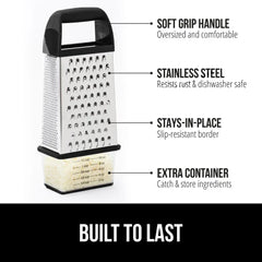 GORILLA GRIP Cheese Grater, BPA Free Stainless Steel Box Graters, Cheeses and Veggie Shredder - USA MEGA SHOP