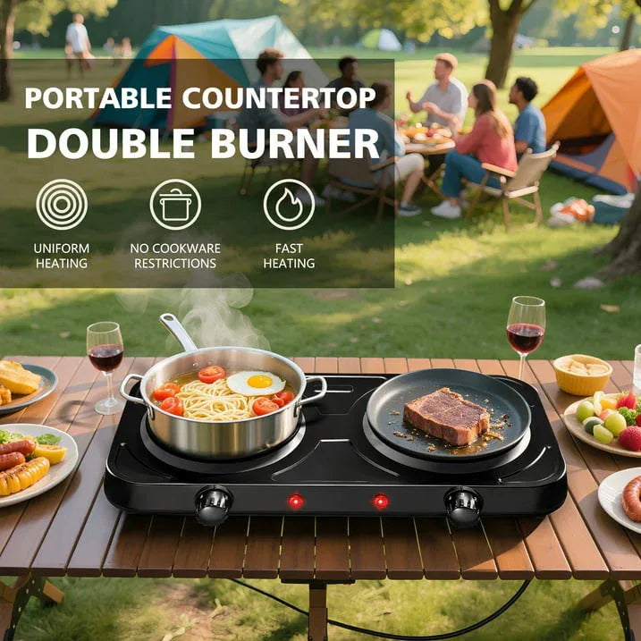 Electric Hot Plate, 1000W Countertop Burner,Cast Iron Single Burner ,Portable Electric Stove, Portable Single Burner for Cooking,Easy to Clean, White.