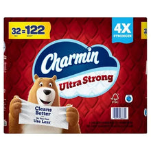 Charmin Ultra Strong toilet paper multipack with red package and bear mascot