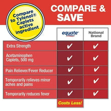 Compare & Save chart showing extra strength acetaminophen caplets