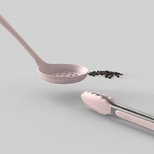Pink silicone ladle with perforated scoop head