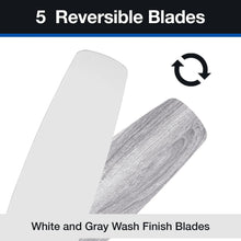 Five reversible blades with white and gray wash finishes for a ceiling fan