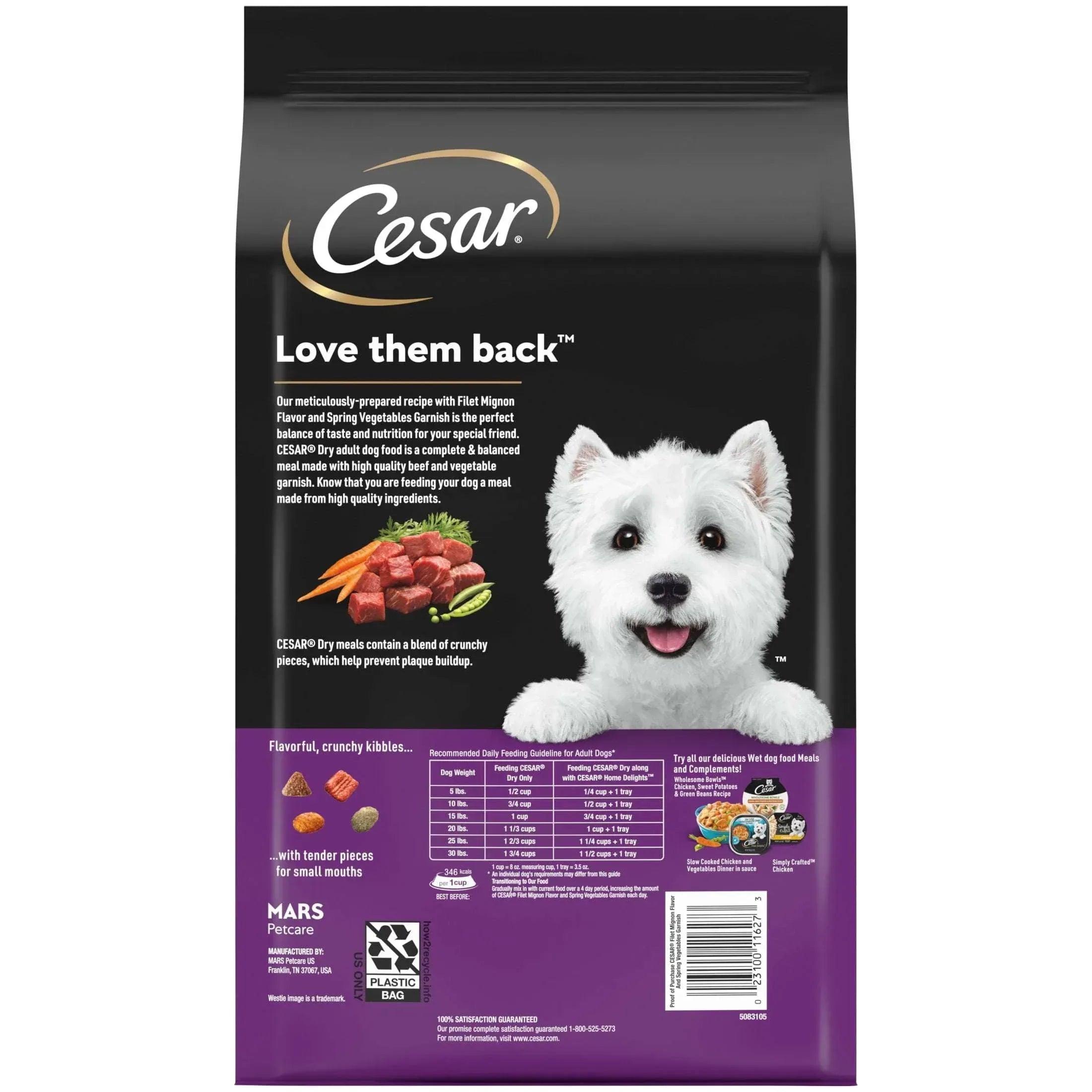 Cesar Filet Mignon and Spring Vegetables Dry Dog Food, 5 lb Bag