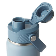 Light blue chug water bottle top with built-in spout and carrying handle