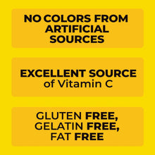 Snack box panel: no colors from artificial sources and excellent source of Vitamin C