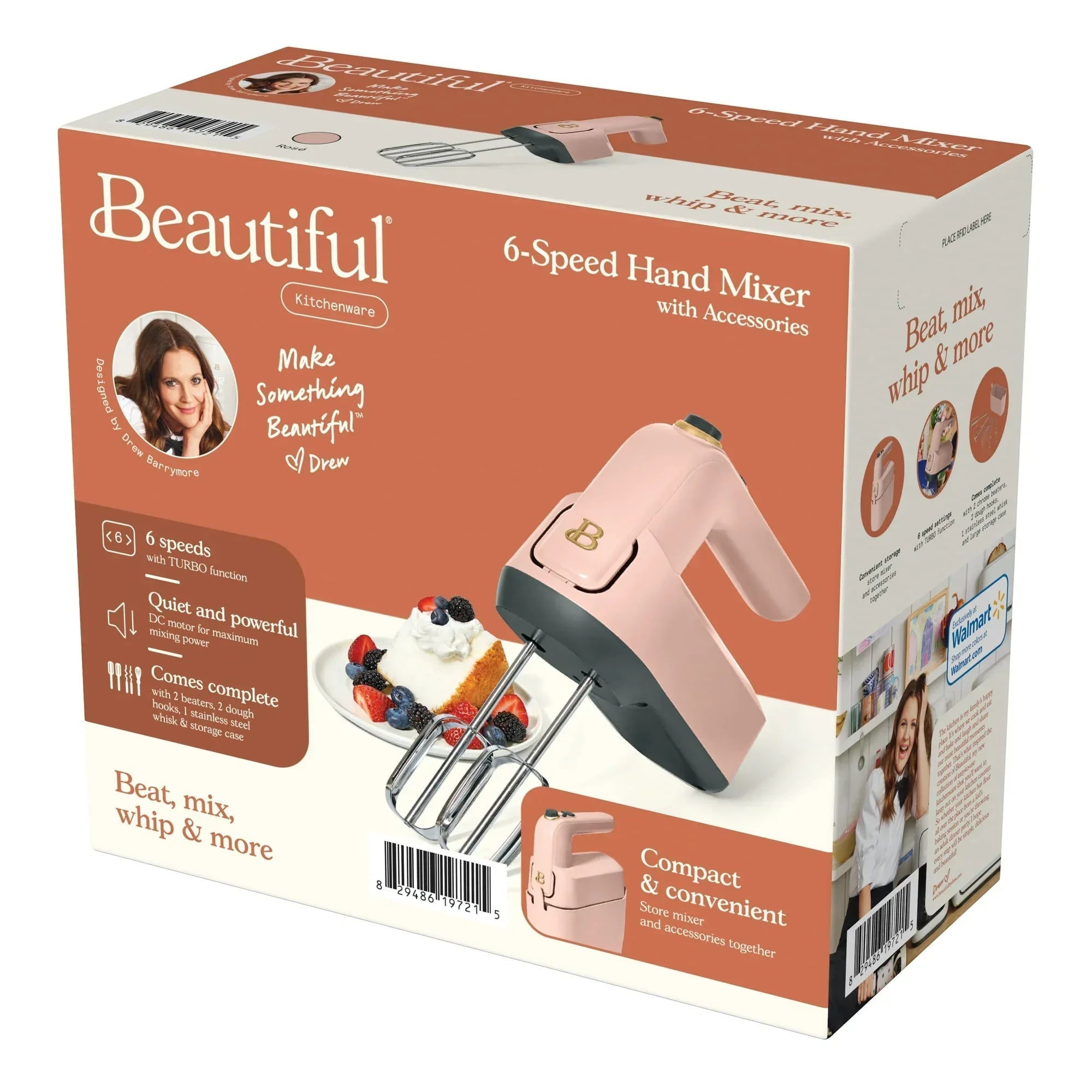 Beautiful 6-Speed Electric Hand Mixer, White Icing by Drew Barrymore