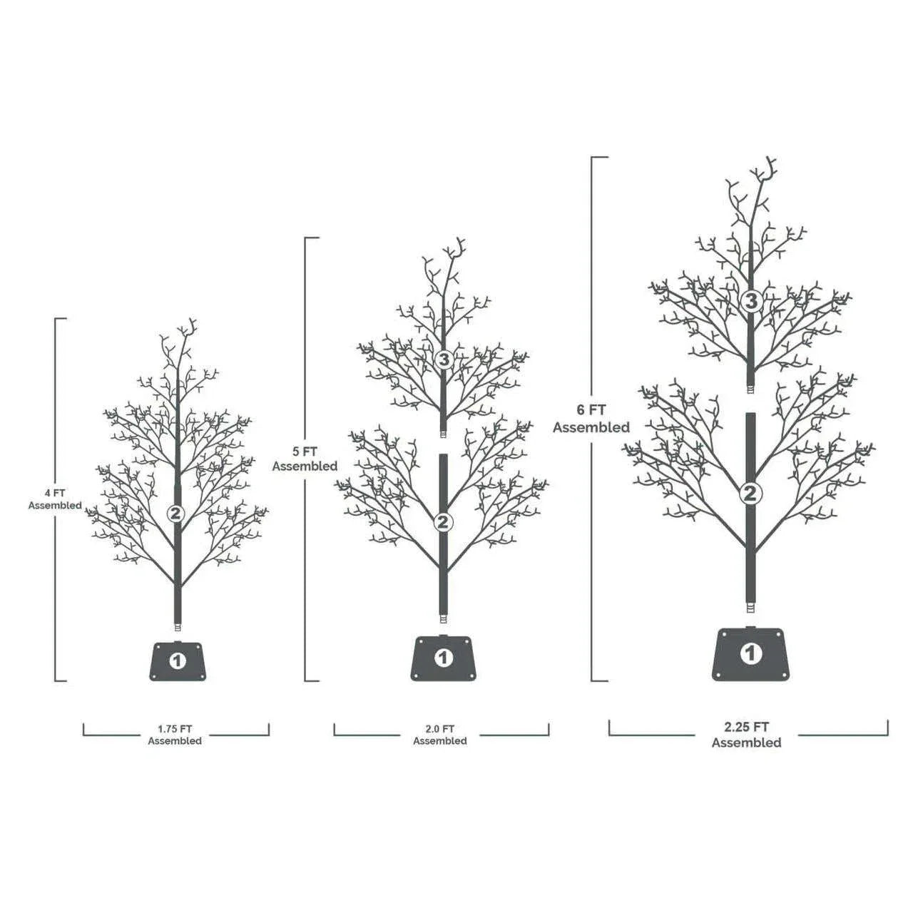 My Texas House 3 Pack Warm White Twinkling LED Icy Cube Beaded Tree, 4ft/5ft/6ft assorted - USA MEGA SHOP