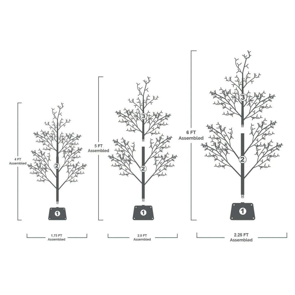 My Texas House 3 Pack Warm White Twinkling LED Icy Cube Beaded Tree, 4ft/5ft/6ft assorted - USA MEGA SHOP