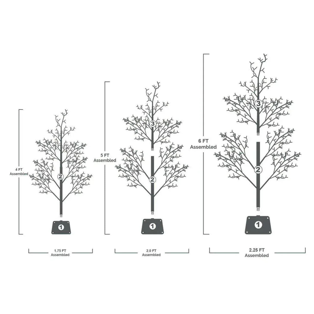 My Texas House 3 Pack Warm White Twinkling LED Icy Cube Beaded Tree, 4ft/5ft/6ft assorted