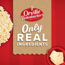 Popcorn bag wrap showing “Only REAL ingredients” with butter pieces icon