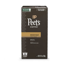 Peet's Coffee medium roast Brazil single-serve coffee pods carton, 22-count