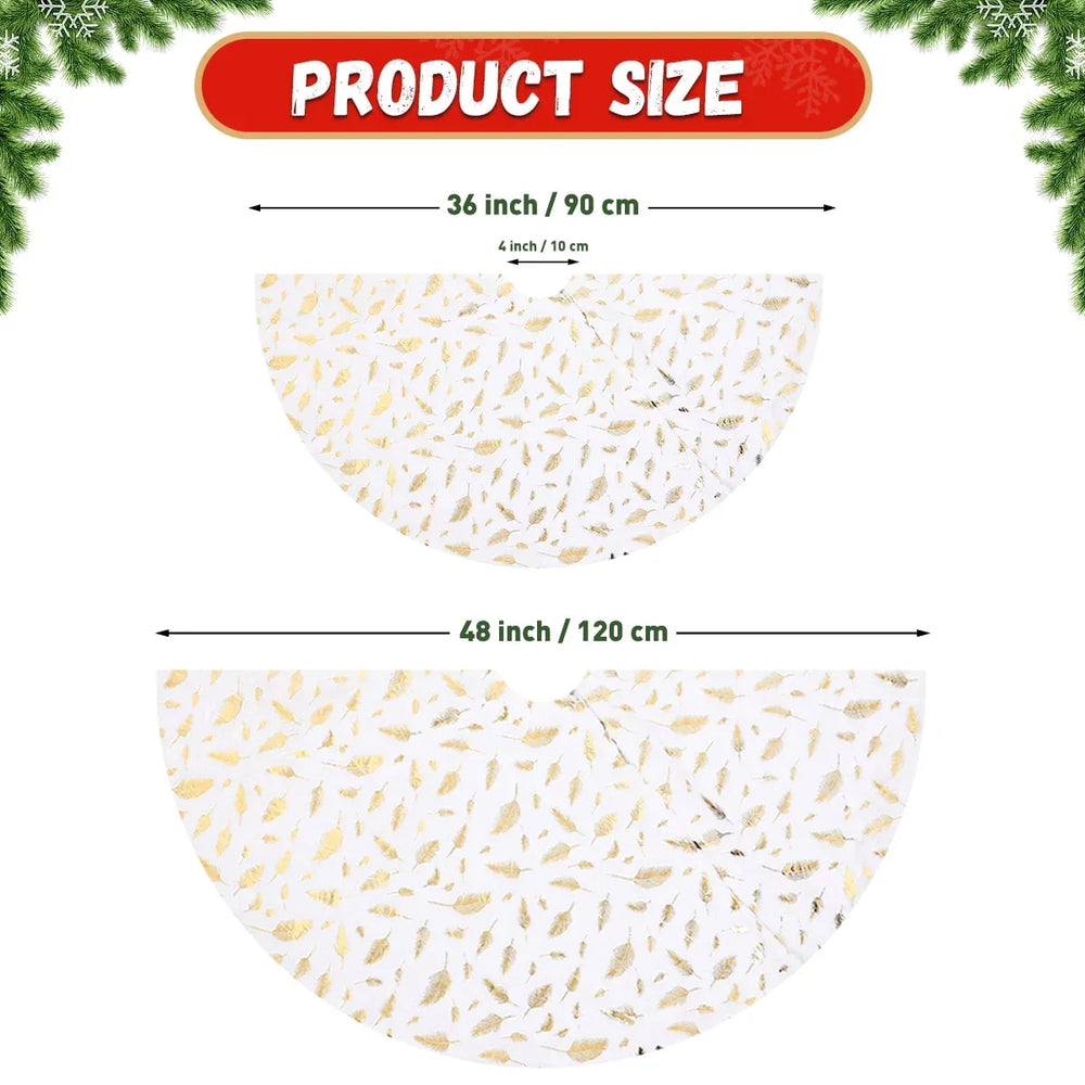 Christmas Tree Skirt 36 inch White Plush Skirts Christmas Decorations Indoor Faux Fur Christmas Ornaments Xmas Decorations for Merry Christmas Party, Feather - USA MEGA SHOP