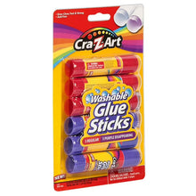Washable glue sticks set in blister pack with red and purple sticks
