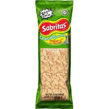 Sabritas cacahuates peanuts snack bag, green with pale peanuts inside.