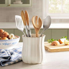 The Pioneer Woman Colette Stoneware Utensil Holder, White
