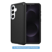 Dual-layer magnetic phone case with front cover open, black textured back