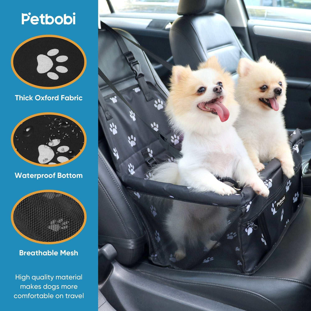 Petbobi Dog Car Booster Seat Travel Carrier for Dog Cat Portable Travel Bag with Seat Belt Safety Stable for Travel Pet Car Seat with Clip on Leash and Storage Package - USA MEGA SHOP