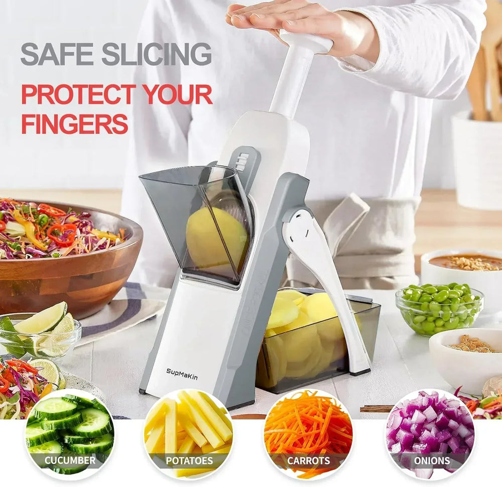 Mandoline Slicer for Vegetables Fruits, Adjustable Thickness Stainless Steel Food Cutter & Chopper, Safe and Quick Meal Preparation - USA MEGA SHOP