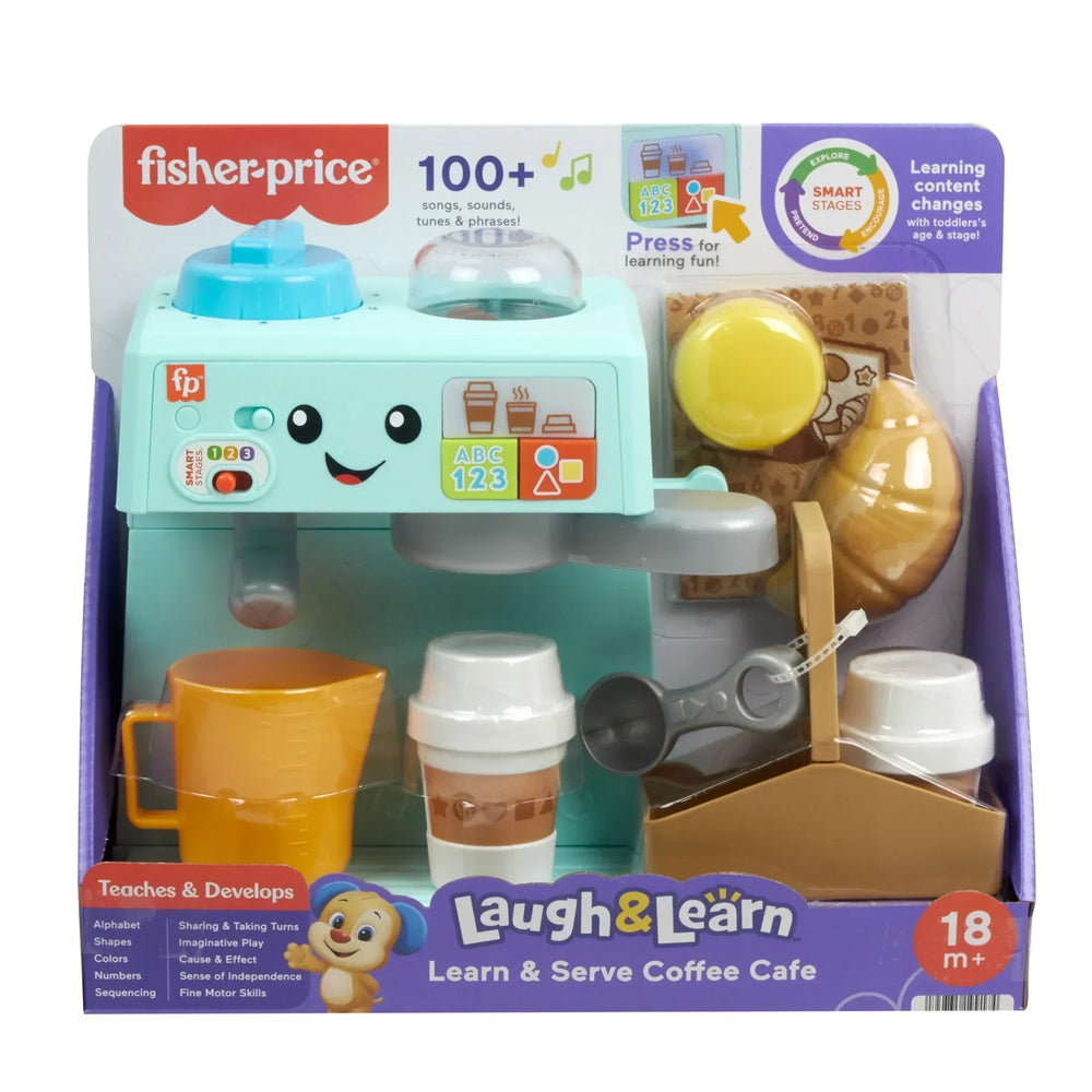 Fisher-Price Laugh & Learn Learn & Serve Coffee Café Toddler Electronic Toy, 10 Play Pieces - USA MEGA SHOP