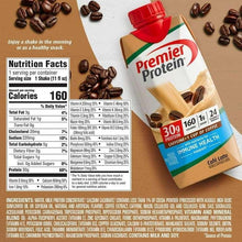 Premier Protein Cafe Latte protein shake carton with nutrition facts panel