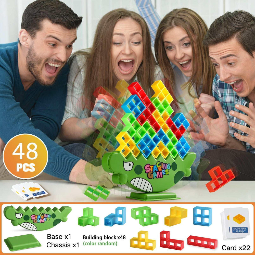 PBALPADL Dinosaur Balance Stacking Blocks by Lktvy. 48PCS Educational STEM Toy for Kids Ages 3+, Safe ABS Construction, Fun Family Game for Focus & Fine Motor Skills - USA MEGA SHOP