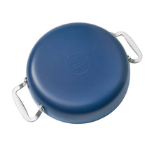 Denim blue nonstick pan base with side bracket handles