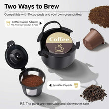 Black K-cup adapter and reusable coffee capsule for single-serve coffee maker