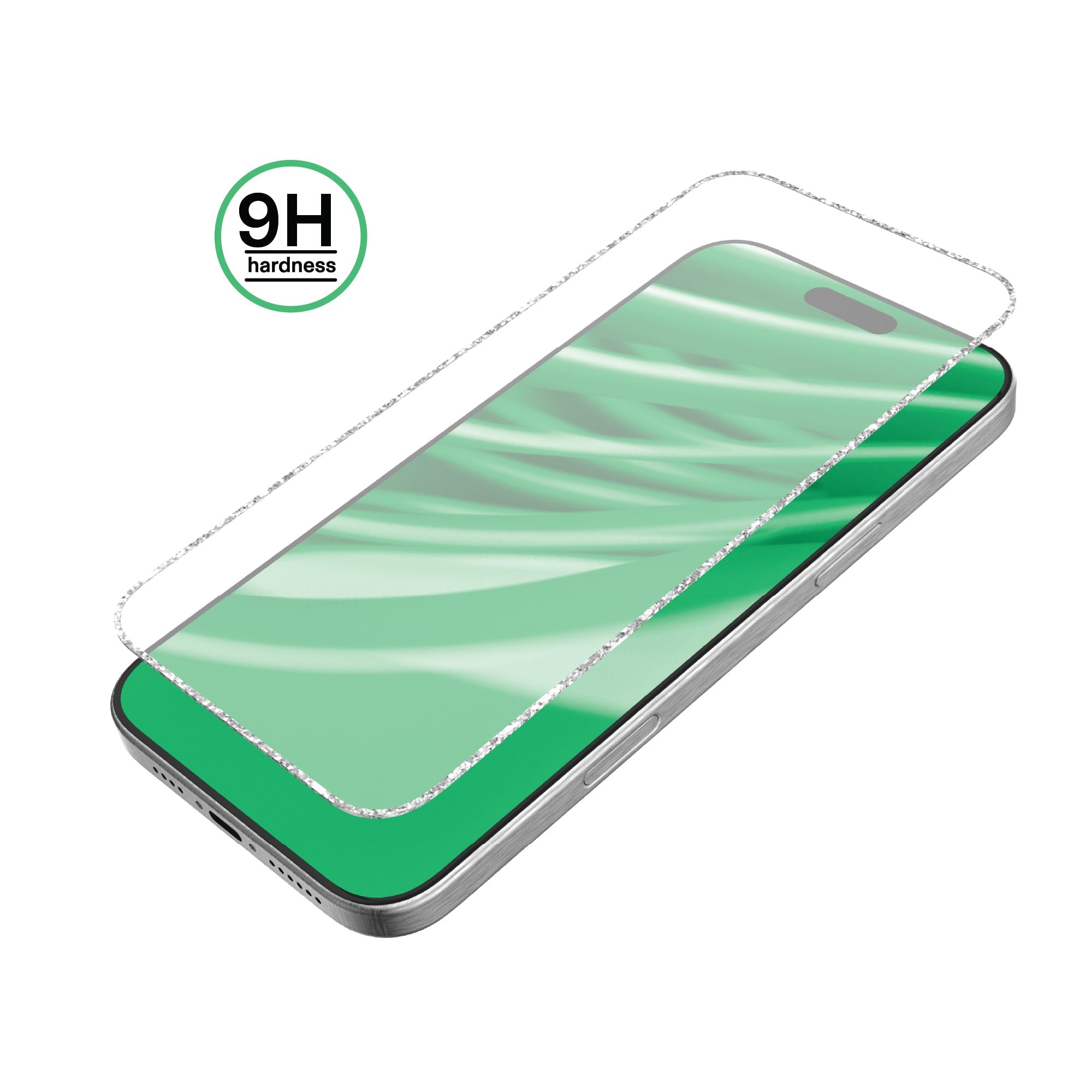 onn Glitter Frame Glass Screen Protector with Easy Application Tray for iPhone Air